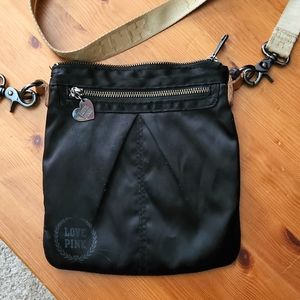 Love Pink Black Satin Purse